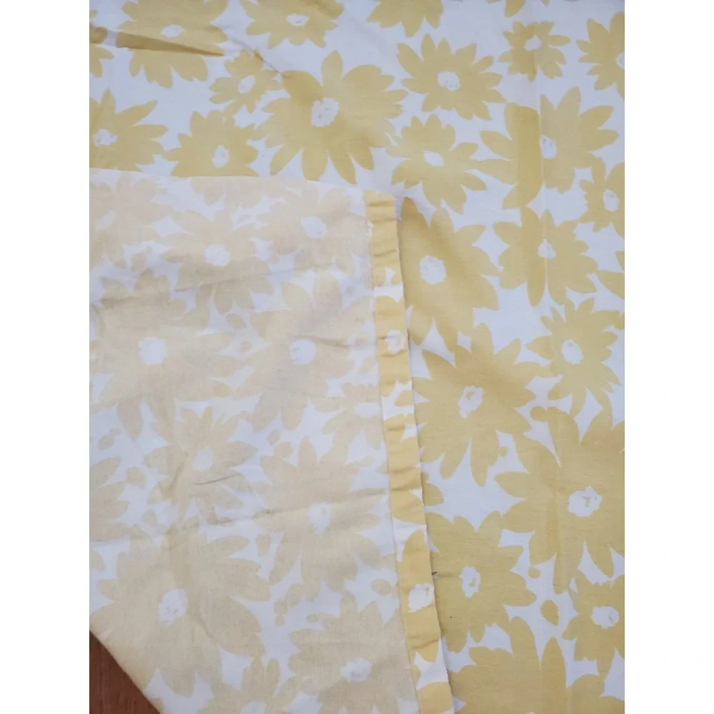 Kate Spade New York White Yellow Floral Cotton Shower Curtain 65x72 Whimsical
